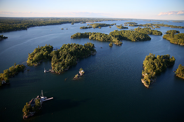 Aerial view of islands in a lake