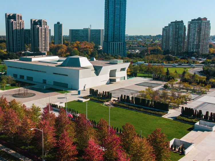 A view of the Aga Khan Museum, courtyard and grounds.