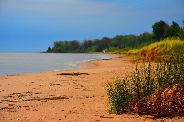 Ipperwash Beach sand dunes and shoreline.