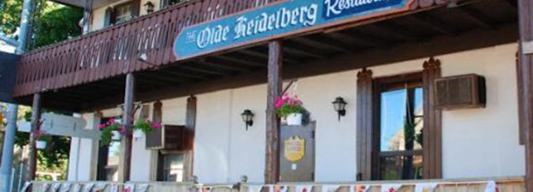 Front facade of the 2-leveled Olde Heidelberg restaurant