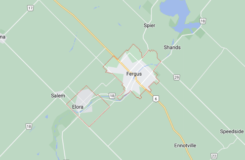 Map of Elora and Fergus