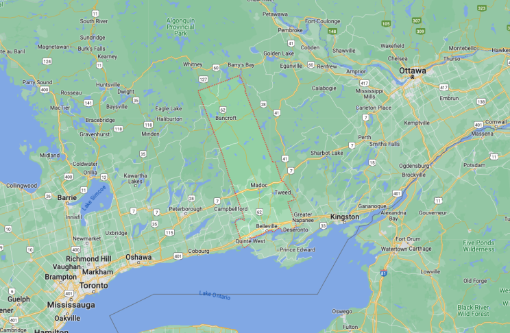 Map of Hasting County