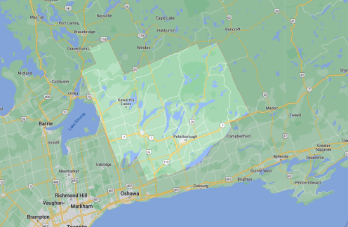 Mapa de Peterborough y los Kawarthas