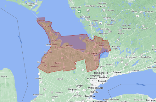 Mapa de Bruce Grey Simcoe