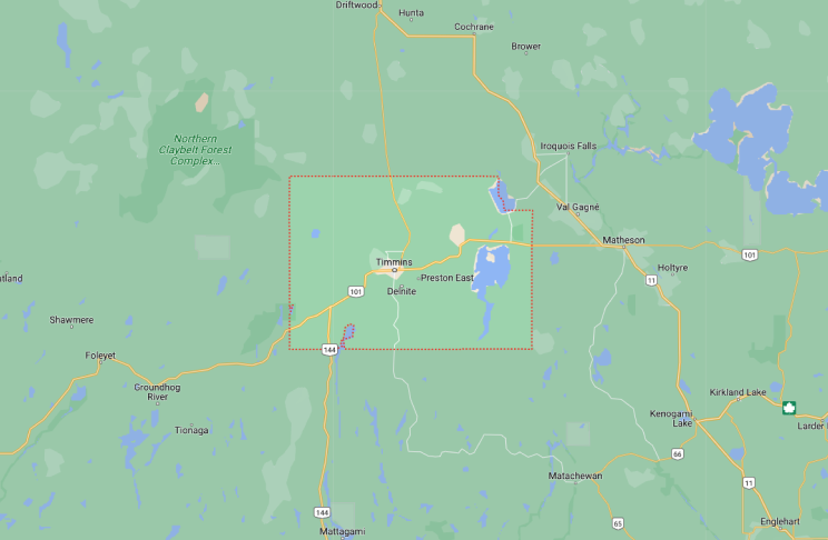 Map of Timmins